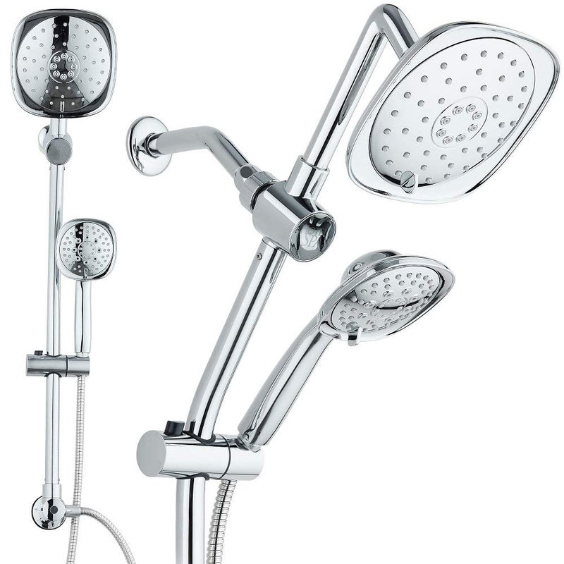 Hotel Spa - 7-Inch Rainfall Combo with Slide Bar, 48-Setting Shower Heads, 5 Foot Stainless Steel Hose, Chrome Finish - Image 1